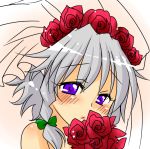  blush bride cherry_blossoms_(artist) face flower izayoi_sakuya red_rose rose sakura_(doors) solo touhou 