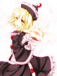  foreshortening hat highres kazetto lunasa_prismriver open_mouth outstretched_arm outstretched_hand short_hair touhou yellow_eyes 
