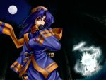  blue_hair girl hat moon night red_eyes samurai_shodown samurai_spirits snk 
