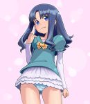  blue_hair blue_panties bowieknife heartcatch_precure! kurumi_erika long_hair miniskirt panties pantyflash precure solo underwear upskirt 