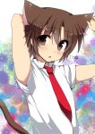  animal_ears brown_eyes brown_hair cat_ears cat_tail little_busters!! male masayu naoe_riki necktie school_uniform short_hair solo tail 