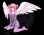  amane_misa angel_wings blonde_hair cross death_note gothic pendant red_eyes thigh-highs twintails wings 