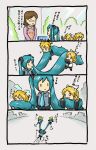  chibi comic hair_pull hatsune_miku kagamine_len kagamine_rin long_hair shimota translated translation_request twintails very_long_hair vocaloid 