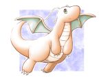  dragonite fushigi_ebi green_eyes no_humans pokemon pokemon_(creature) simple_background solo tail white_background 