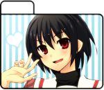  bad_id black_hair blush folder hands hayate_no_gotoku! heart kondate red_eyes school_uniform short_hair smile solo 