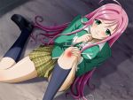  akashiya_moka blush legs long_hair miniskirt pink_hair rosario+vampire school_uniform skirt smile solo thighs 