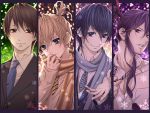  aqua_eyes blonde_hair blue_eyes blue_hair brown_eyes brown_hair column_lineup formal glasses hima_(ab_gata) hiyama_kiyoteru kagamine_len kaito kamui_gakupo male multiple_boys necktie ponytail purple_hair scarf smile snowflakes suit vocaloid 