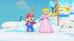  animated_gif holding_weapon mario princess_peach rabbid rabbid_peach snow 