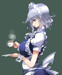  1girl apron blue_eyes braid highres izayoi_sakuya maid maid_apron maid_headdress raptor7 short_hair silver_hair solo touhou twin_braids waist_apron 