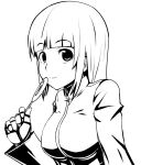  candy eyebrows_visible_through_hair food greyscale holding kula_diamond lollipop looking_at_viewer medium_hair monochrome okyou smile the_king_of_fighters 