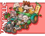  6+girls abyssal_ship ahoge black_hair blonde_hair blue_eyes blush braid brown_hair c2_kikan chaki_(teasets) chougei_(kancolle) clenched_teeth closed_eyes conte_di_cavour_(kancolle) enemy_aircraft_(kancolle) eyebrows_visible_through_hair fairy_(kancolle) futaba_channel genba_neko green_eyes grey_hair hair_between_eyes hair_ornament hair_rings hairclip highres horns kaiboukan_no._30_(kancolle) kantai_collection long_hair manganji_megumi mediterranean_dreadnought_water_princess multiple_girls open_mouth pale_skin parody pose short_hair smile teeth twin_braids victorious_(kancolle) white_hair yellow_eyes 