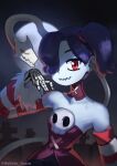  1girl absurdres blue_hair blue_skin colored_skin fighting_game highres leviathan_(skullgirls) moonlight night night_sky red_eyes short_twintails skullgirls sky smile squigly_(skullgirls) twintails video_game 