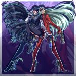  2girls adjusting_eyewear awesometomato18 bayonetta bayonetta_(series) bayonetta_2 black_bodysuit black_hair bodysuit earrings facing_away facing_viewer full_body glasses goggles goggles_on_head gun high_heels highres holding holding_gun holding_weapon jeanne_(bayonetta) jewelry looking_at_viewer looking_back mole mole_under_mouth multiple_girls parted_lips platinum_blonde_hair red_bodysuit tongue tongue_out weapon 