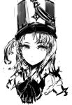  1girl absurdres hat highres long_hair marching_band medal merpperoni monochrome neckwear one_side_up pengin_pina prism_project sketch solo virtual_youtuber 