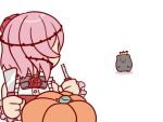  1girl black_bow bow broly_culo_(meme) clothing_cutout crown flower hair_flower hair_ornament hamster holding holding_knife king_(rosemi_lovelock) knife looking_to_the_side meme mrpoppit nijisanji nijisanji_en plant pumpkin red_flower red_rose rose rosemi_lovelock short_sidetail shoulder_cutout smile thorns vines virtual_youtuber white_background 