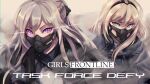  2girls ak-12 ak-12_(girls&#039;_frontline) an-94_(girls&#039;_frontline) bangs blonde_hair braid caiman_pool close-up gas_mask girls_frontline glowing glowing_eyes green_eyes gun hair_ornament hair_ribbon highres holding holding_gun holding_weapon jacket kalashnikov_rifle long_hair long_sleeves looking_at_viewer mask multiple_girls ponytail ribbon silver_hair smoke v-shaped_eyebrows violet_eyes weapon 