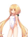  :&lt; absurdres admiral_scheer_(warship_girls_r) alternate_costume arms_behind_back breasts collarbone hair_ornament highres long_hair looking_at_viewer low_twintails navel school_uniform simple_background sleeveless small_breasts twintails warship_girls_r white_background yellow_eyes 
