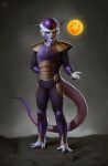  1boy absurdres arm_behind_back armor astor_alexander dragon_ball dragon_ball_(object) dragon_ball_z frieza full_body highres horns male_focus red_eyes shin_guards shoulder_armor smile solo tail watermark 