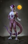  1boy absurdres arm_behind_back astor_alexander dragon_ball dragon_ball_(object) dragon_ball_z frieza full_body highres horns male_focus red_eyes smile solo tail watermark 