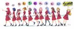  2019 22/7 6+girls blonde_hair bow brown_eyes brown_hair flower fujima_sakura hair_ornament highres hiiragi_tsubomi jacket kamiki_mikami kouno_miyako long_hair maruyama_akane multiple_girls pizza_man red_eyes redhead saitou_nicole satou_reika school_uniform shirt side_ponytail skirt smile tachikawa_ayaka takigawa_miu toda_jun toujou_yuuki 