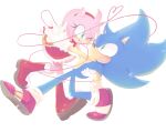  1boy 1girl ;) amy_rose assertive_female boots dancing dress full_body furry furry_female furry_male gloves green_eyes hairband heart hetero interlocked_fingers licking_lips one_eye_closed red_dress red_footwear red_hairband rope simple_background smile sonic_(series) sonic_the_hedgehog tondamanuke tongue tongue_out white_background white_gloves 