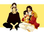 black_hair child family father_and_son gol_d._roger kiss monkey_d._luffy monkey_d_dragon o3o one_piece portgas_d._ace sannsi spoilers young