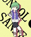  casual contemporary frog gohei green_eyes green_hair hair_ornament kochiya_sanae miyamaki snake touhou vest wink young 