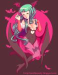  bare_shoulders bat_wings breasts capcom demon_girl elbow_gloves gloves green_eyes green_hair huge_breasts morrigan_aensland succubus vampire_(game) wings zambi 