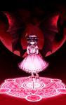  captain_freedom grin hat highres magic_circle moon red_eyes red_moon remilia_scarlet short_hair smile touhou vampire wings 