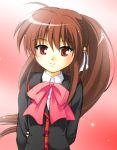  little_busters! little_busters!! long_hair mutsuki_masato natsume_rin ponytail red_eyes school_uniform 
