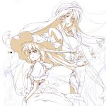  aa6 bad_id beige chinese_clothes dress flandre_scarlet hat highres hong_meiling impossible_clothes impossible_dress monochrome sketch touhou unfinished 