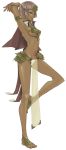  bad_id barefoot breasts dark_skin elf feet hands highres kurubushi_tsuge original pointy_ears purple_hair socks solo standing_on_one_leg toeless_socks violet_eyes 