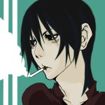  androgynous black_hair cigarette pale_skin short_hair smoking solo torako_(yotsubato!) yotsubato! 