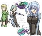  3girls amidas aqua_hair armored_core armored_core_last_raven armored_core_nexus blonde_hair blue_hair bodysuit long_hair novemdecuple violet_eyes yellow_eyes 