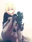  1girl absurdres android blonde_hair blue_eyes expressionless hair_between_eyes highres ishiyumi joints mechanical_arms mechanical_buddy_universe mechanical_legs momdroid_(mechanical_buddy_universe) platinum_blonde_hair robot_joints science_fiction short_hair solo 