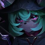  1girl animal_ears aqua_pupils black_coat closed_mouth coat crying crying_with_eyes_open green_hair highres hood hooded_coat league_of_legends looking_at_viewer lordroach pink_eyes tears upper_body vex_(league_of_legends) yordle 