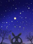  arm_up bare_tree black_eyes highres looking_up night no_humans one-hour_drawing_challenge open_mouth outdoors pokemon pokemon_(creature) sky solo star_(symbol) tanyao_(tanyambooooo) teeth tree trubbish upper_teeth 
