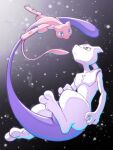  :&lt; blue_eyes closed_mouth collarbone commentary_request eye_contact frown grey_eyes looking_at_another mew mewtwo nagi_(exsit00) pokemon pokemon_(creature) spread_legs toes 