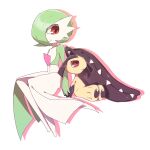  2girls bangs black_skin blunt_bangs bob_cut closed_mouth colored_skin drop_shadow enden_(pixiv_57969220) extra_mouth flat_chest full_body gardevoir green_hair green_skin hair_over_one_eye happy highres holding_hands legs_together long_hair looking_at_another looking_down looking_up mawile multicolored multicolored_skin multiple_girls pokemon pokemon_(creature) red_eyes sharp_teeth shiny shiny_hair short_hair simple_background sitting smile teeth two-tone_skin very_long_hair white_background white_skin yellow_skin 
