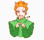  cat_boy cat_ears cotton0614 green_shirt orange_hair pico&#039;s_school pico_(pico&#039;s_school) shirt simple_background smile whiskers white_background 