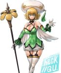  .hack// .hack//g.u. 1girl amania_orz atoli_(.hack//) blonde_hair breasts cape choker closed_mouth detached_sleeves gloves green_eyes hat looking_at_viewer short_hair simple_background smile solo thigh-highs white_background white_bloomers 