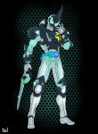  1boy armor bat black_armor boots driver evil flat_color gloves grey_gloves highres holding holding_weapon kamen_rider kamen_rider_evil kamen_rider_revice male_focus open_hand rider_belt spiked_helmet spray_paint sword to_ze two-tone_footwear villain_pose weapon zipper zipper_pull_tab 