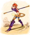  breath_of_fire breath_of_fire_ii cat_ears cat_tail claws d-suke foreshortening red_hair redhead rinpoo_chuan staff tail yellow_eyes 