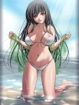  bikini breasts large_breasts long_hair original rekurieeru solo swimsuit water 