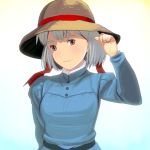  dress european_clothes ghibli hat howl_no_ugoku_shiro masao ribbon short_hair silver_hair smile sophie straw_hat studio_ghibli 