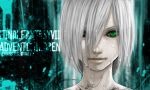  artist_request cat_eyes final_fantasy final_fantasy_vii final_fantasy_vii_advent_children green_eyes hair_over_one_eye kadaj lips male solo wet white_hair 