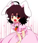  :d animal_ears brown_hair bunny_ears bunny_tail carrot inaba_tewi jewelry kiri_futoshi looking_at_viewer necklace open_mouth rabbit_ears red_eyes smile tail touhou 