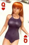  breasts brown_eyes dead_or_alive kasumi large_breasts long_hair redhead school_swimsuit swimsuit 