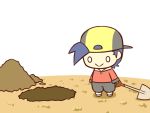  1boy :&gt; cafe_(chuu_no_ouchi) chibi gold_(pokemon) pokemon shovel 