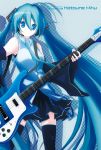  blue_eyes blue_hair detached_sleeves guitar hatsune_miku instrument long_hair mihuni necktie skirt thigh-highs thighhighs twintails very_long_hair vocaloid zettai_ryouiki 